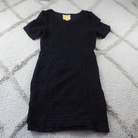 Maeve Textured Gauze Dress Womens Large Navy Blue Short Sleeve - Picture 1 of 13